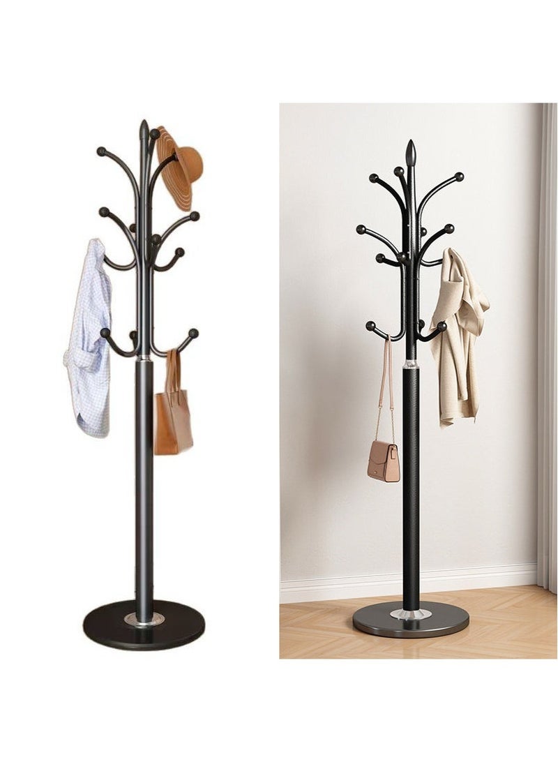 تابيت الرخام الطبيعي قاعدة معدنية شماعات ، شماعات الملابس الحديثة المستقلة ، الكلمة الصلبة شماعات الملابس ، شماعات الملابس في غرفة المعيشة المنزلية ، قاعة شجرة لتخزين الملابس ( أسود ) - Image 1